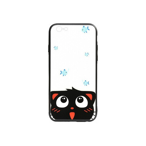 

Чехол-накладка TOTO Cartoon Print Glass Case Apple iPhone 6/6s Cat and fish'