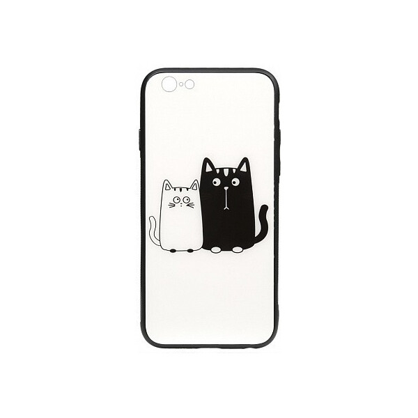 

Чехол-накладка TOTO Cartoon Print Glass Case Apple iPhone 6/6s Cats White/Black'