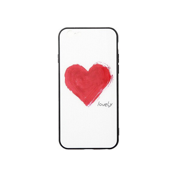 

Чехол-накладка TOTO Glass Fashionable Case Apple iPhone 6/6S Red Heart on White'