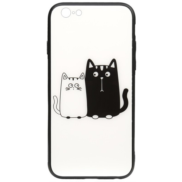 

Чехол-накладка TOTO Cartoon Print Glass Case Apple iPhone 6/6s Cats White/Black