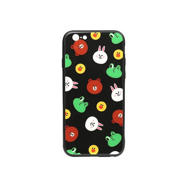 

Чехол-накладка TOTO Cartoon Print Glass Case Apple iPhone 6/6s Line friends Black'