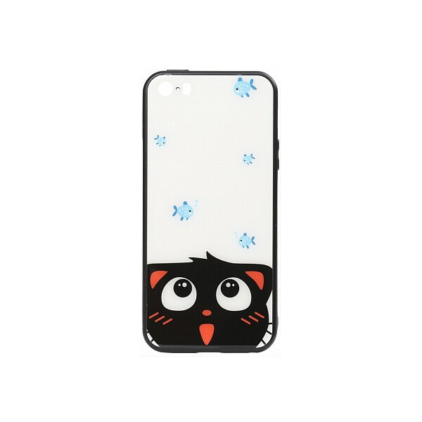 

Чехол-накладка TOTO Cartoon Print Glass Case Apple iPhone SE/5s/5 Cat and fish'