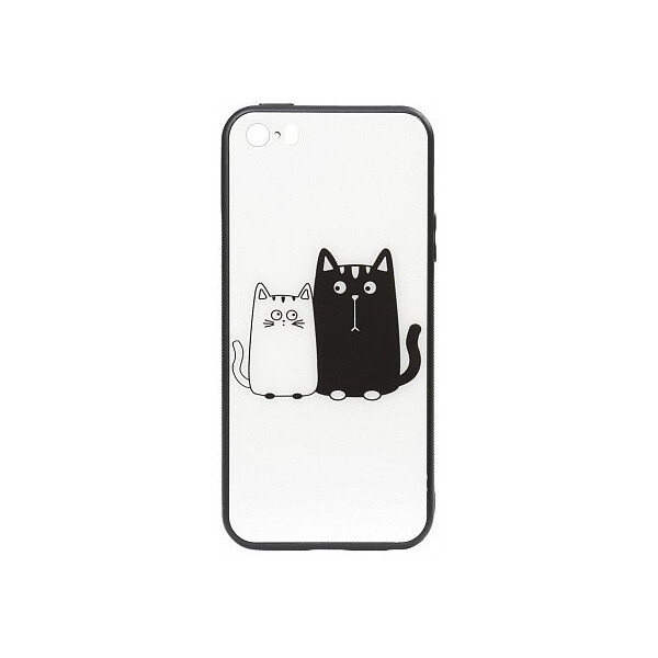 

Чехол-накладка TOTO Cartoon Print Glass Case Apple iPhone SE/5s/5 Cats White/Black'