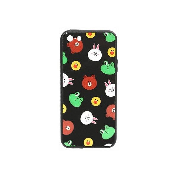 

Чехол-накладка TOTO Cartoon Print Glass Case Apple iPhone SE/5s/5 Line friends Black'