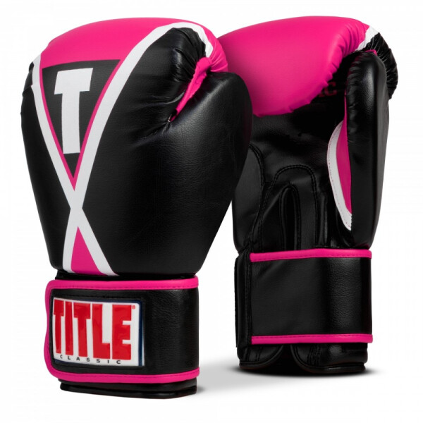 

Боксерские перчатки TITLE Classic X-Press Boxing Gloves (12oz) Черные с розовым