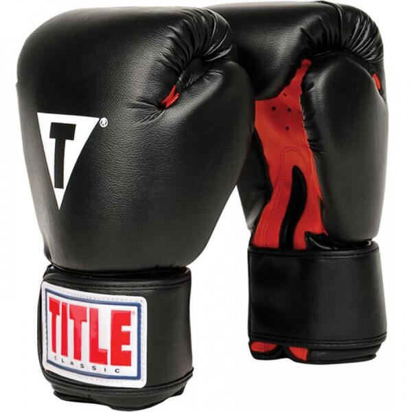 

Боксерские перчатки TITLE Classic Boxing Gloves (14oz) Черные с красным