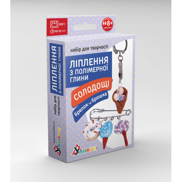 

Набор для творчества "Лепка из полимерной глины "Брелок и брошка Сладости мороженое" УМНЯШКА (ПГ-001)