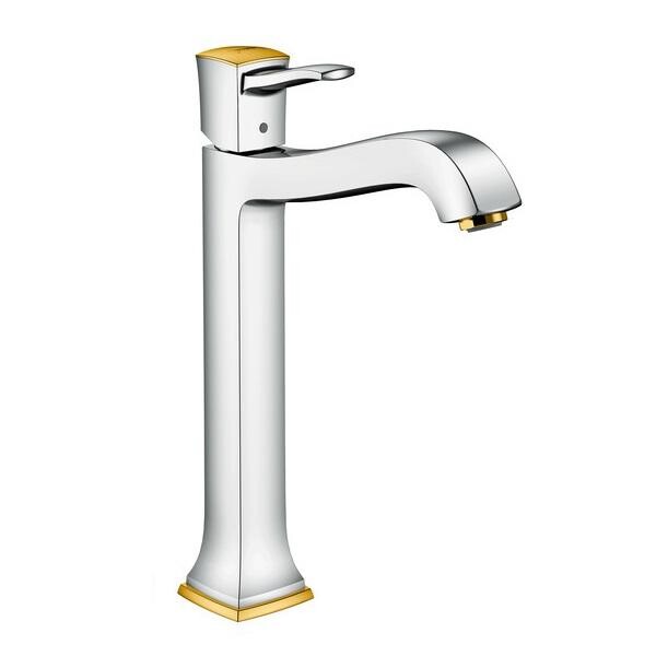 

Смеситель для раковины Hansgrohe Metropol Classic 250 хром-золото, с донным клапаном