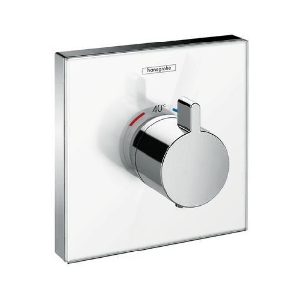 

Смеситель-термостат Hansgrohe ShowerSelect Glass белый-хром