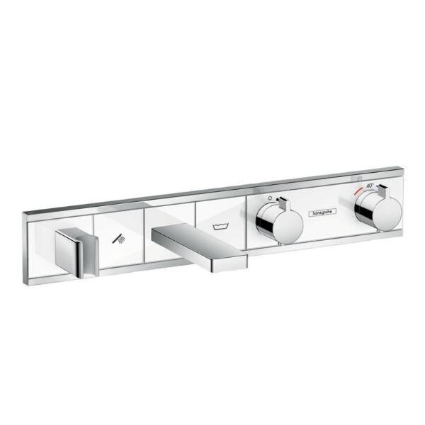 

Смеситель-термостат для ванны и душа Hansgrohe RainSelect 2 кнопки, хром-белый