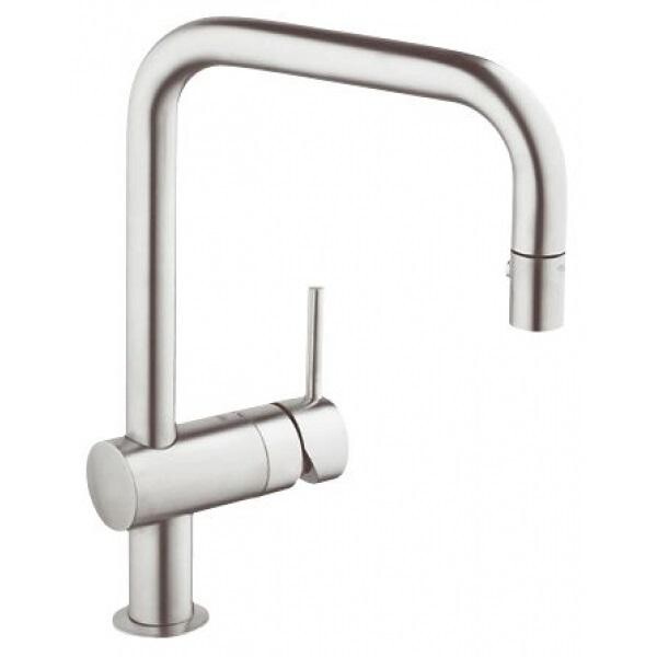 

Смеситель для кухни Grohe Minta с выдвижным U-изливом/лейкой, сталь