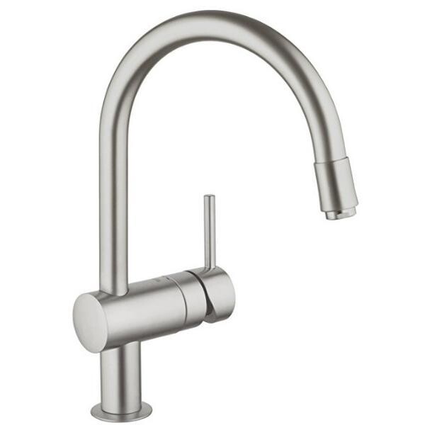

Смеситель для кухни Grohe Minta с выдвижным C-изливом, сталь