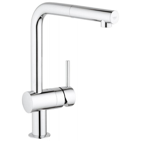 

Смеситель для кухни GROHE Minta с выдвижным L-изливом, хром