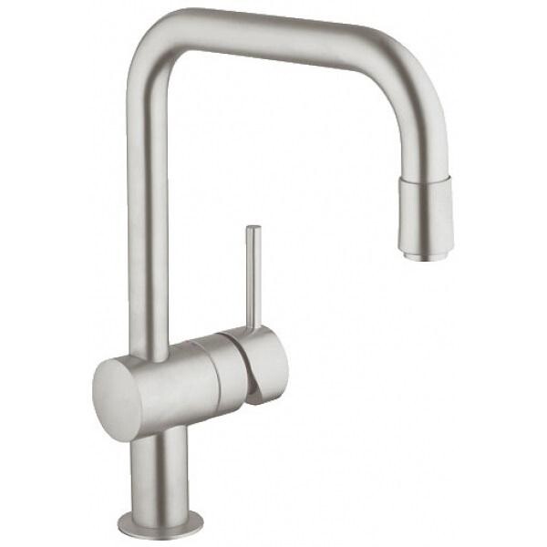 

Смеситель для кухни Grohe Minta с выдвижным U-изливом, сталь