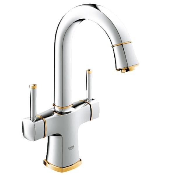 

Смеситель для раковины Grohe Grandera, двухвентильный, Хром-Золото