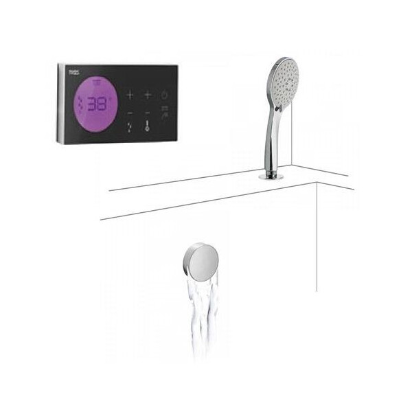 

Смеситель-термостат электронный Tres Shower Space черный 2 канала, ручной душ 5jet, круглый клапан