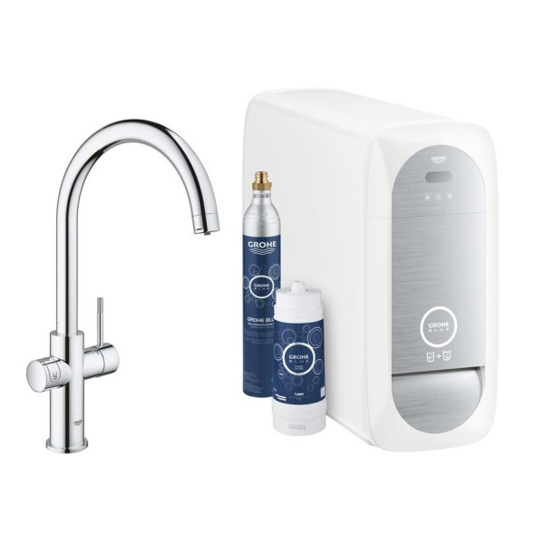 

Смеситель однорычажный GROHE BLUE HOME для мойки с функцией очищения воды, С-излив