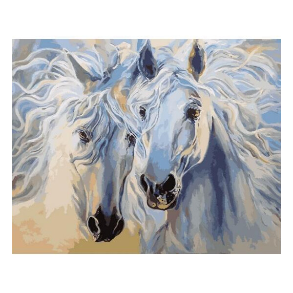 

Картина по номерам Белоснежная пара лошадей, 40x50 см., Babylon
