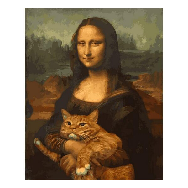 

Картина по номерам Мона Лиза с котом, 40x50 см., Babylon