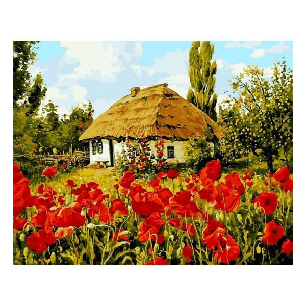 

Картина по номерам Домик в маках, 50x65 см., Babylon