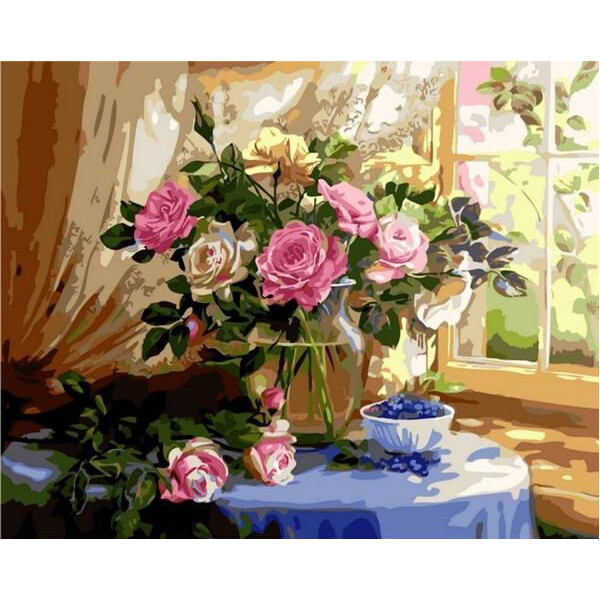 

Картина по номерам Натюрморт с розами и черникой. Худ. Жанна Когай, 40x50 см., Mariposa