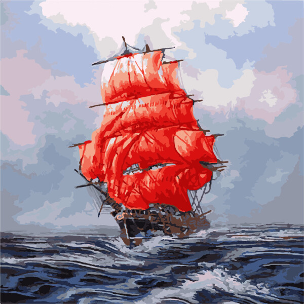 

Картина по номерам Алые паруса, 40x40 см., Идейка