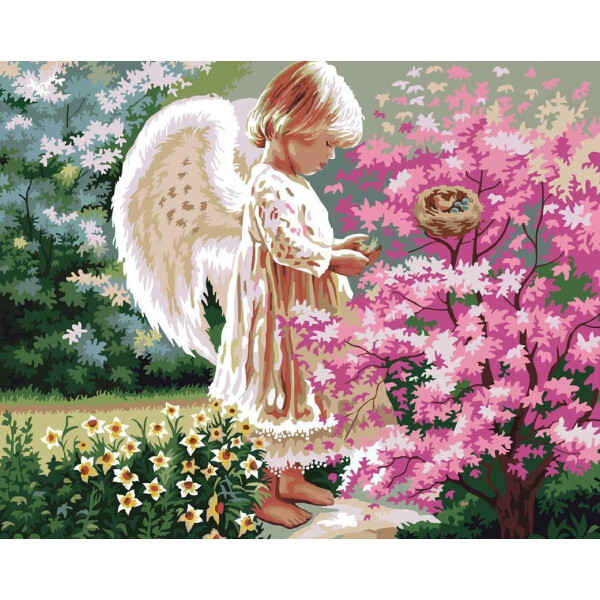 

Картина по номерам Ангелочек и птички, 40x50 см., Идейка