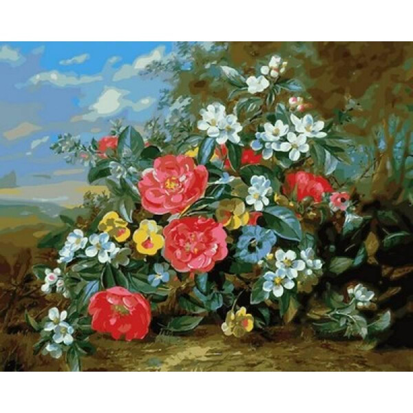 

Картина по номерам Композиция из цветов в пейзаже, 40x50 см., Mariposa