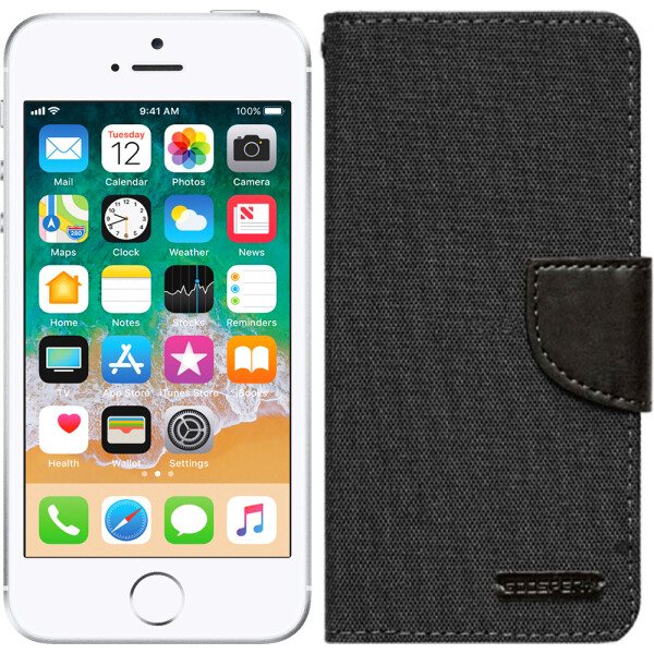 

Чехол книжка Goospery Universal Canvas Diary 5.0 Black (7559)
