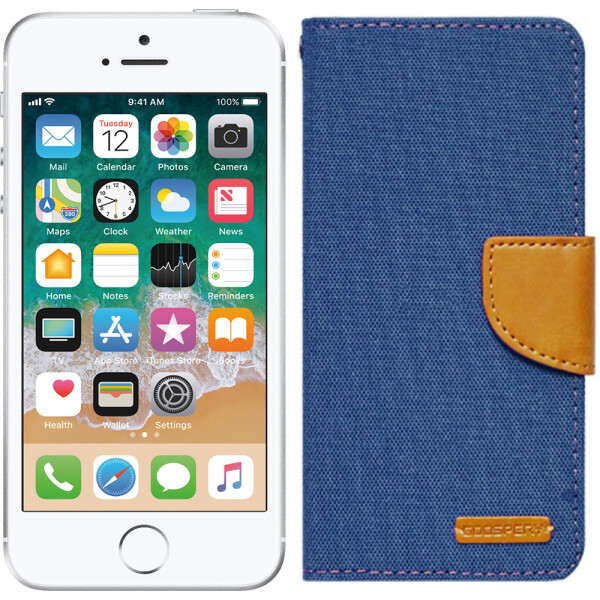 

Чехол книжка Goospery Universal Canvas Diary 5.0 Blue (16340)