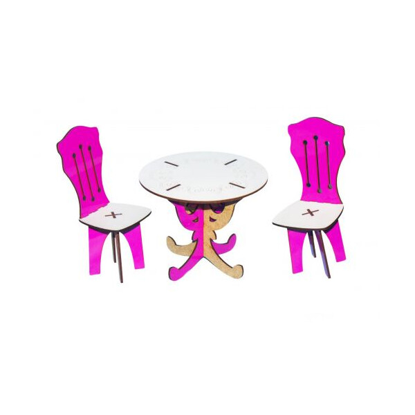 

Круглый стол + 2 стула Toysi Бело-розовый (TOY-48663)