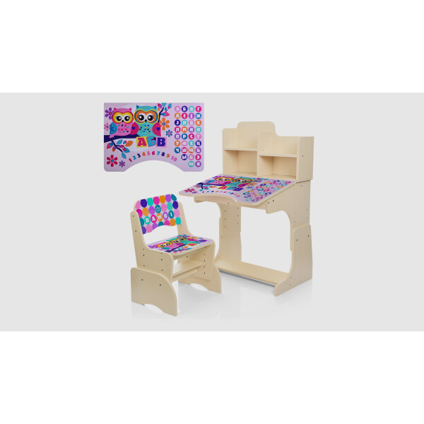 

Парта со стульчиком BAMBI B2071-53-4 Совы алфавит Розовый (KI01029)