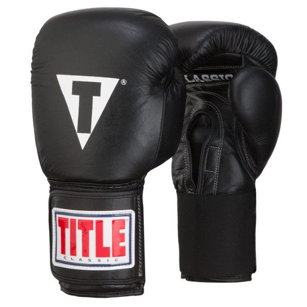 

Перчатки боксерские TITLE Classic Leather Elastic Training gloves 14 унций (черные)