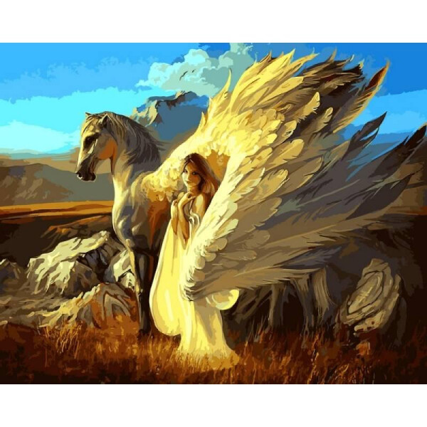 

Картина по номерам Девушка и Пегас, 40x50 см., Babylon