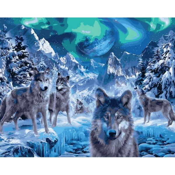 

Картина по номерам Волки и северное сияние, 40x50 см., Babylon