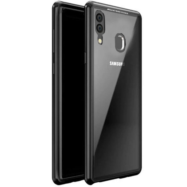 

Metal+Glass чехол с магнитной защелкой для Samsung Galaxy A20 / A30 Черный