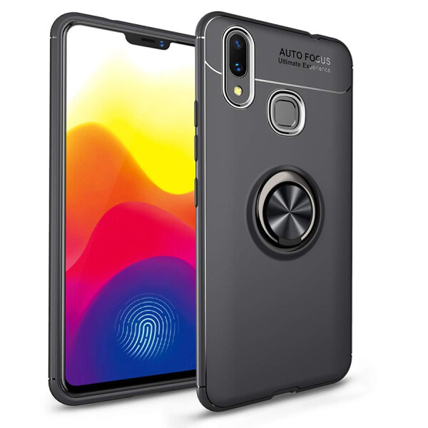 

TPU чехол Deen ColorRing под магнитный держатель для Huawei P Smart+ (nova 3i) Черный / Черный