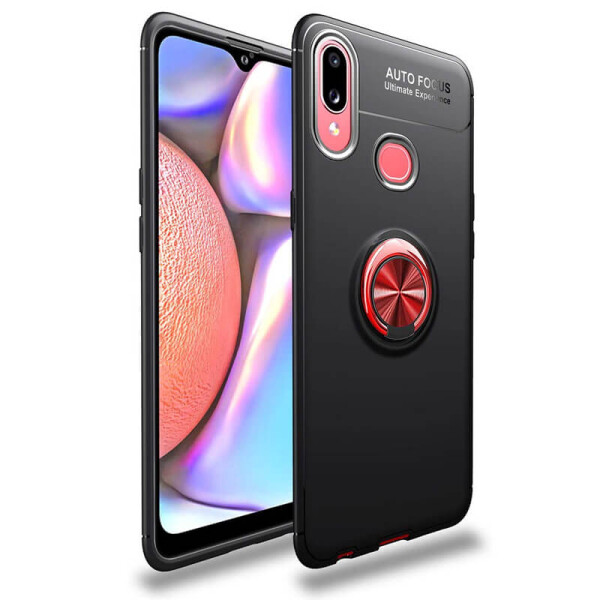 

TPU чехол Deen ColorRing под магнитный держатель для Samsung Galaxy A10s Черный / Красный