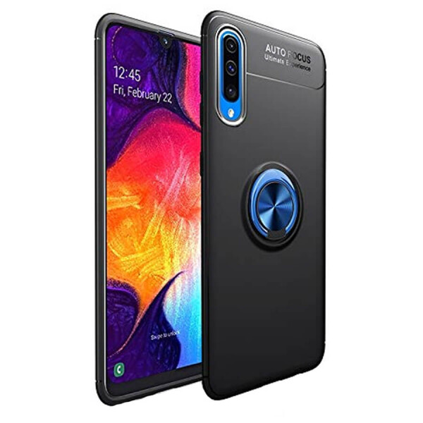 

TPU чехол Deen ColorRing под магнитный держатель для Samsung Galaxy A70 / A70s Черный / Синий