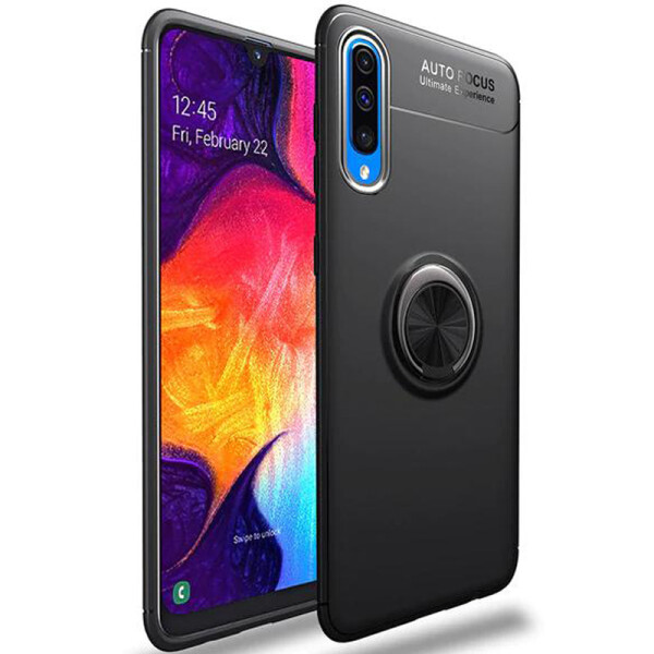

TPU чехол Deen ColorRing под магнитный держатель для Samsung Galaxy A70 / A70s Черный / Черный