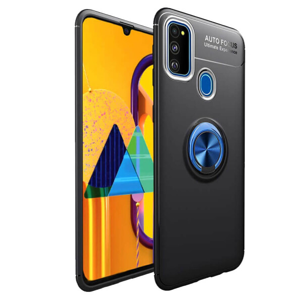 

TPU чехол Deen ColorRing под магнитный держатель для Samsung Galaxy M30s Черный / Синий