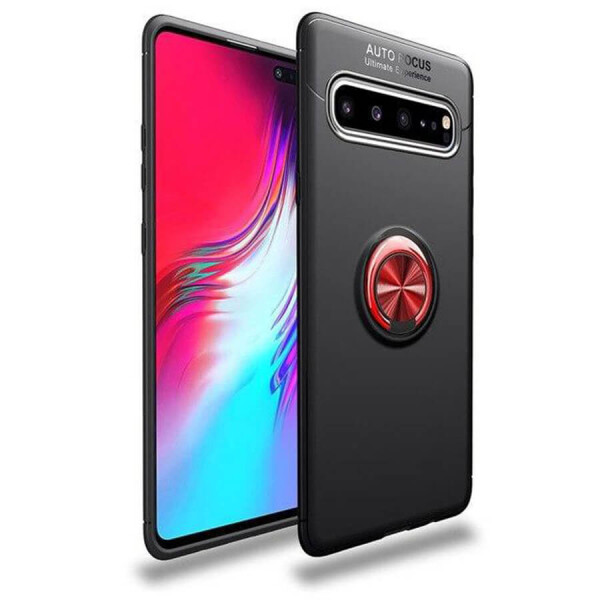 

TPU чехол Deen ColorRing под магнитный держатель для Samsung Galaxy S10 Черный / Красный
