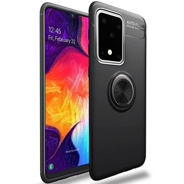 

TPU чехол Deen ColorRing под магнитный держатель для Samsung Galaxy S20 Ultra Черный / Черный