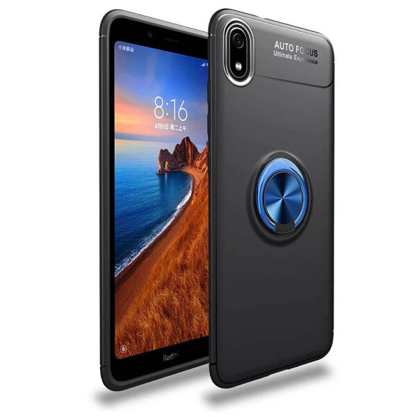 

TPU чехол Deen ColorRing под магнитный держатель для Xiaomi Redmi 7A Черный / Синий
