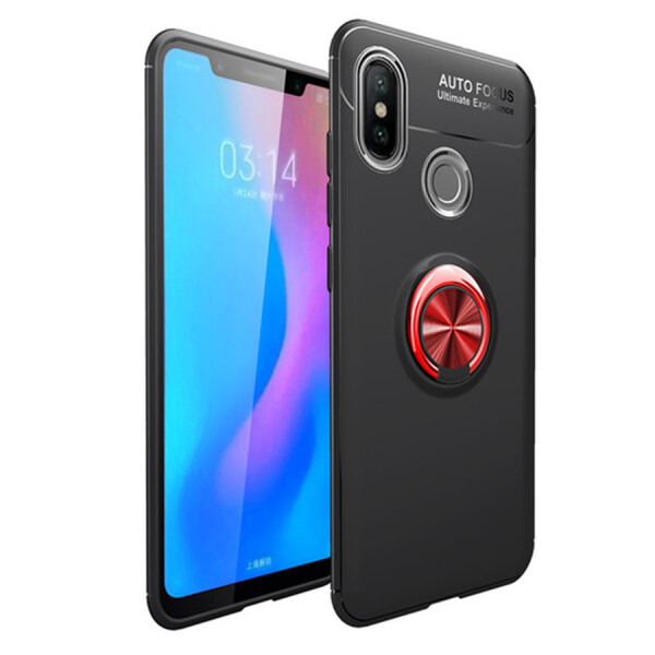 

TPU чехол Deen ColorRing под магнитный держатель для Xiaomi Redmi Note 6 Pro Черный / Красный