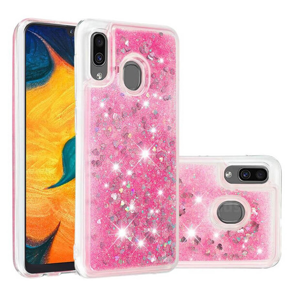 

TPU чехол Liquid hearts для Samsung Galaxy A20 / A30 Розовый