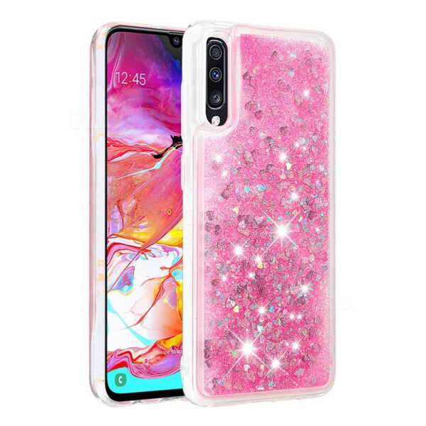 

TPU чехол Liquid hearts для Samsung Galaxy A70 (A705F) Розовый