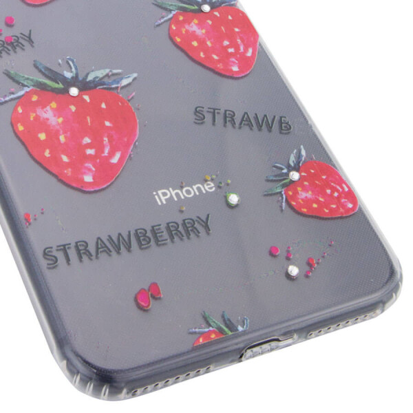 

TPU чехол Luxury Diamond full protective для Apple iPhone 7 plus / 8 plus (5.5") Прозрачный / Клубника