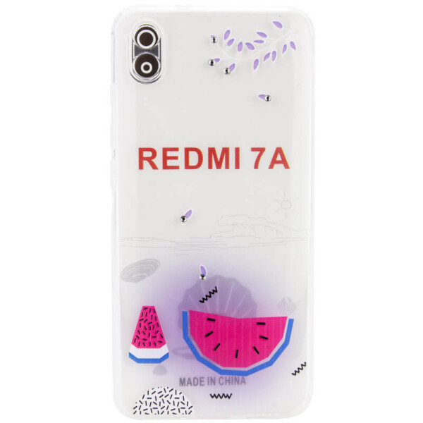 

TPU чехол Luxury Diamond full protective для Xiaomi Redmi 7A Голубой / Арбуз