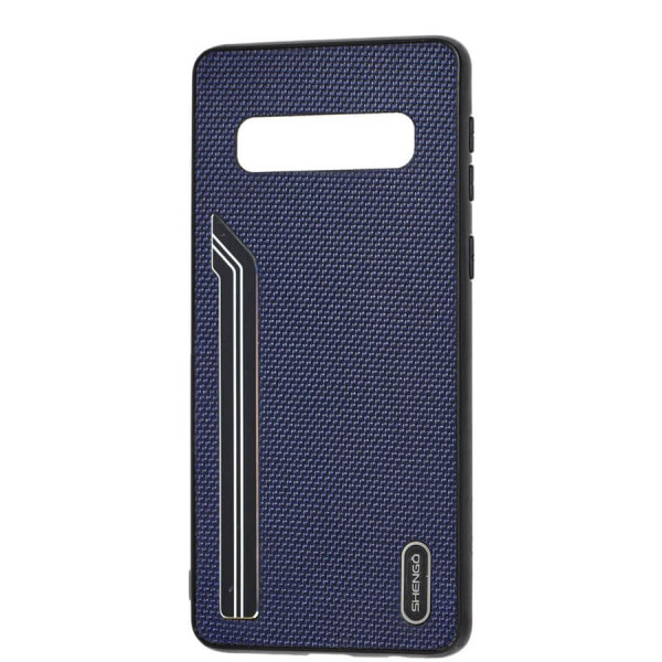 

TPU чехол SHENGO Textile series для Samsung Galaxy S10+ Синий